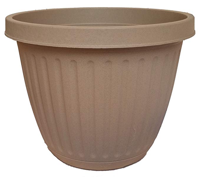 50 Decorative Fancy Plastic Planter 6.5 Inch Round Pot Great For Home Or Patio Garden Color Sandstone