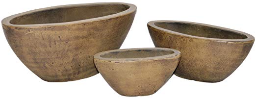 Ovals Natural Cement Fiber Planter Set, Color: Mocha