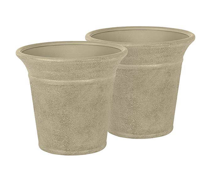 Suncast Langston 16 in. Round Planter (2 Pack)